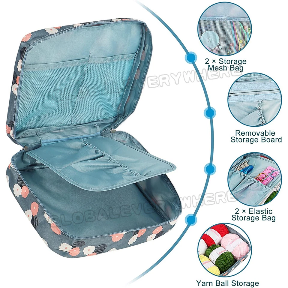 179X Beginner Crochet Hooks Kit 5 Roll Yarn Knitting Needles Sewing Tools Set - image 3 of 4