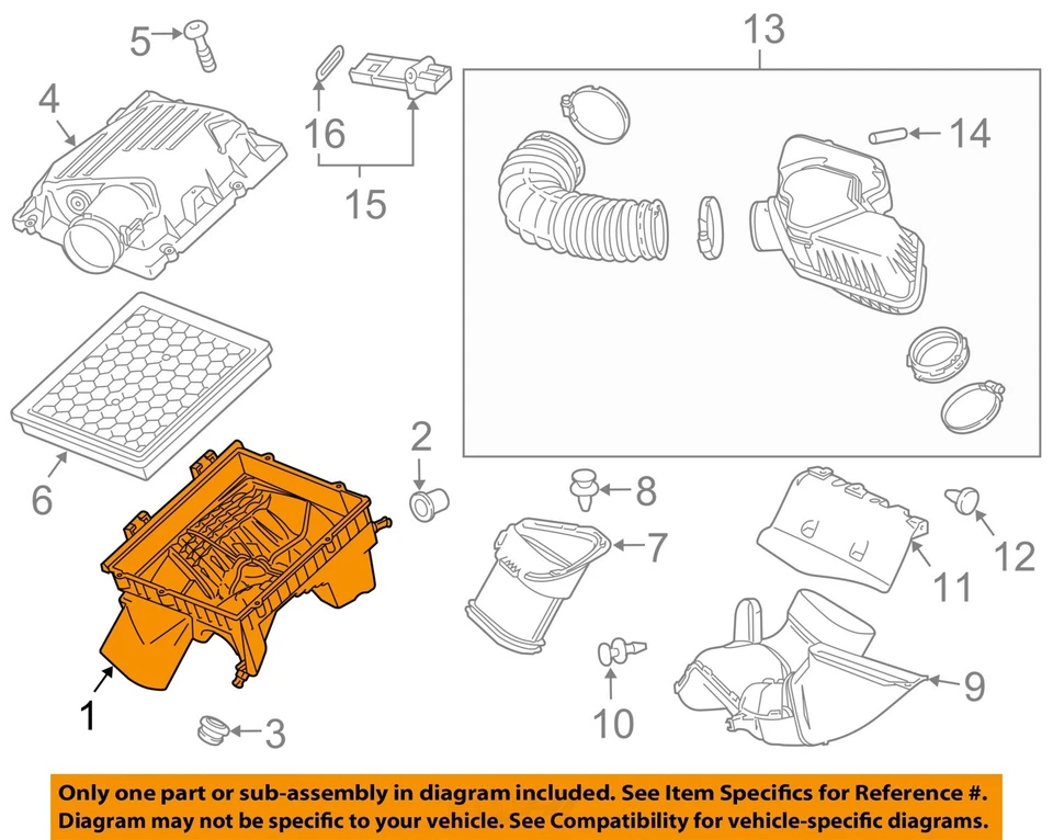 Conjunto de filtro de aire usado se adapta a: Buick Lacrosse 2015 2,4 L emisiones California op Foto 3 de 4