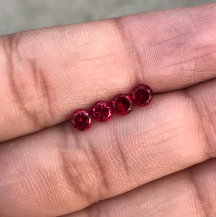Lab Ruby Round Diamond Cut 4.5 mm Loose Small Gemstone 2.20 Cts For Jewelry - Image 3 of 4