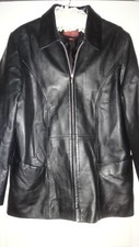 Helium Black Butter Soft Leather Full Zip Pockets & Lined Jacket Size 16