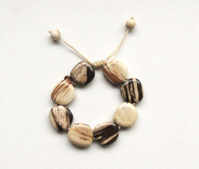 NEU LOLA ROSE FLACH PERLEN GEKNOTET HALBEDELSTEIN ARMBAND NATÜRLICHE STREIFEN