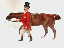 huntsman with horse, mechanical paper toy, fox hunting, 3 D, Payne artist