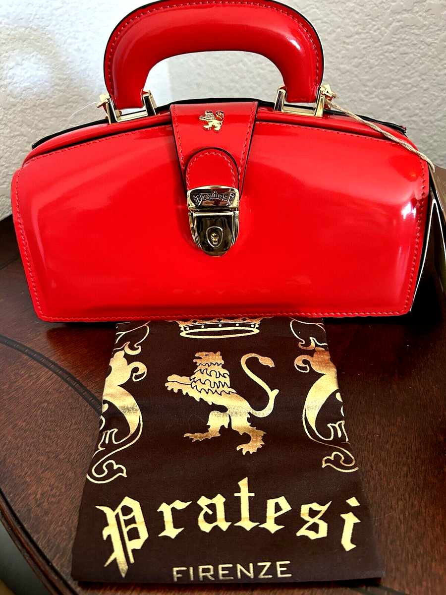 Pratesi Firenze Italy Brunelleschi Glossy Red Doctor Top Handle