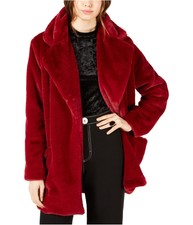 Sage The Label Womens Faux Fur Coat, Red, Large