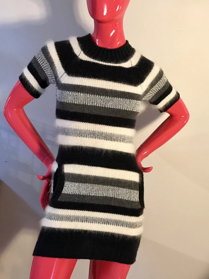 JUICY COUTURE Sweater Dress Angora,Wool Stripes Short Sleeves Youth Girls Sz:10 - Image 2 of 4