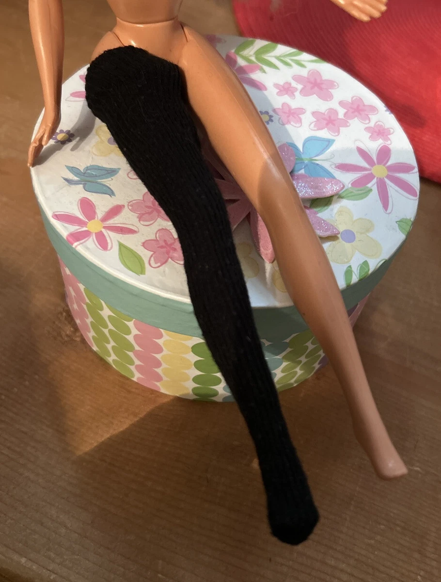 Pr BARBIE DOLL SOCKS BLACK stretch Cotton Stockings/Tights. Fit the whole  leg￼