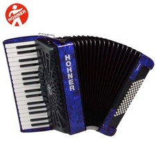 Hohner Chromatic Piano Accordion Bravo III 72, Pearl Blue, with Gig Bag Straps