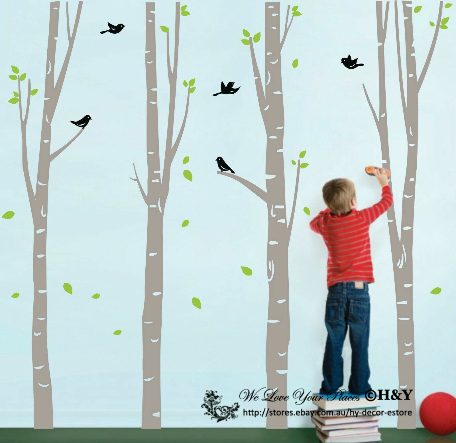 XL Large Tree With Birds Wall Sticker - Removable Vinyl Decal For Kids Room, Nursery, Baby Decor