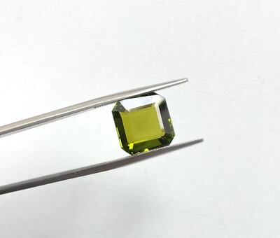 6.95 carats olive green Tourmaline octagon Faceted cut stone Natural gemstone