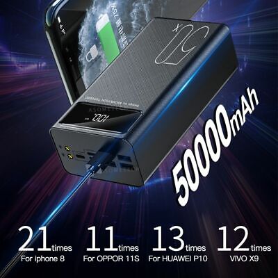 Power Bank 50000mAh Portable Charger With LED Light Large Capacity  PowerBank 50000 mAh External Battery For 13 X