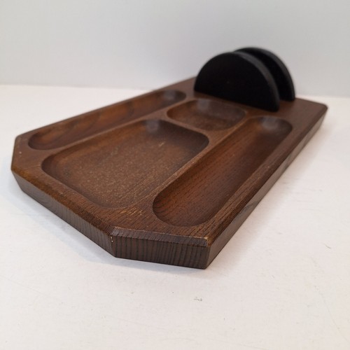 Vtg 1960's SWANK Wood Dresser Valet Caddy Tray Keys Jewlery Wallet Phone MCM - Picture 5 of 8