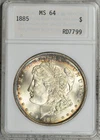 1885 Morgan Dollar  MS64 Old ANACS ANA Genie 1.0 Holder Toned! #8GOJ