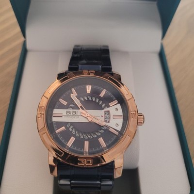 BIBI Luxury Chronometer Watch with Blue and Rose Gold Design