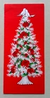 Doves top tree decorated w roses vintage Christmas greeting card #A21