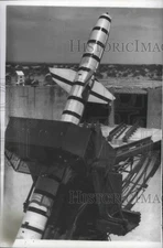 1957 Press Photo Talos missile at White Sands proving ground, New Mexico