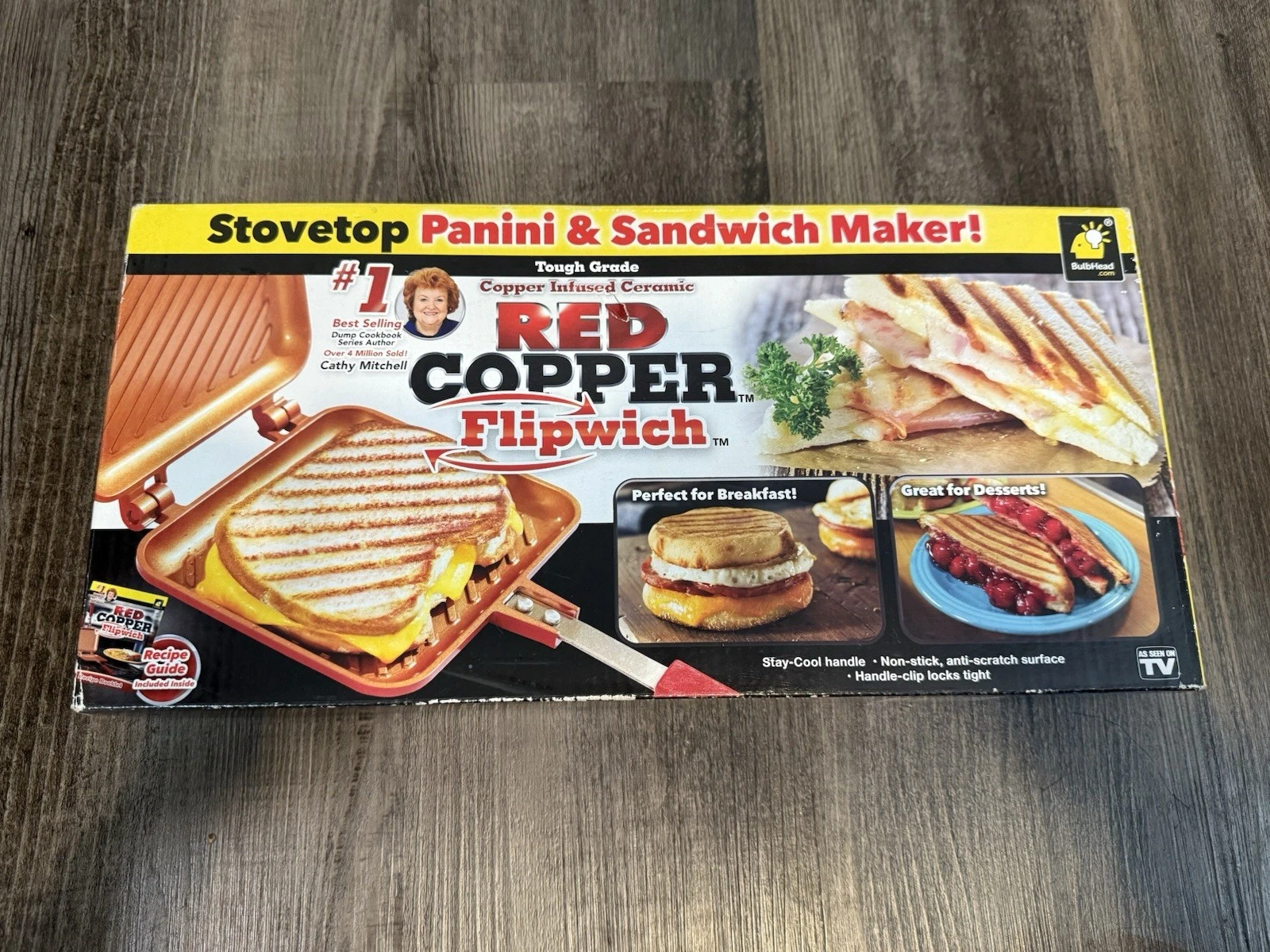 Red Copper Flipwich Stovetop Panini & Sandwich Maker New
Opens in a new window or tab