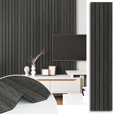 Self Adhesive Wood Slat Wall Paneling Grey/Black 3D Wood Panels Wall Decor