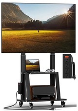 Mobile TV Cart with Power Outlet, Rolling TV Stand on Wheels for 32 to 65 70 ...
