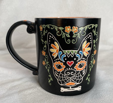 ELI + ANA 2022 Handmade Ceramic Pug Dog Day of the Dead Black Coffee Mug 21 oz