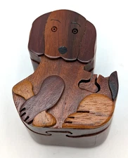 Joly Dog Wooden Puzzle Box 4 Pc 3.25 in Puppy with Bone