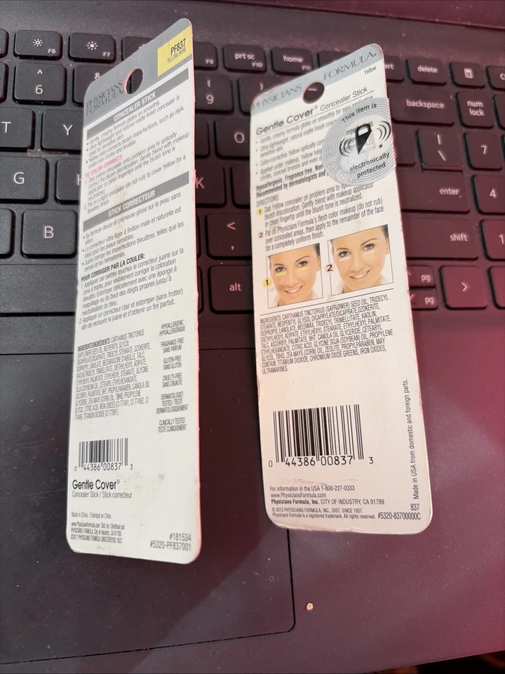Lot of 2 Physicians Formula Gentle Cover Concealer Stick, Cover Yellow, PF837NEW - Image 2 of 2