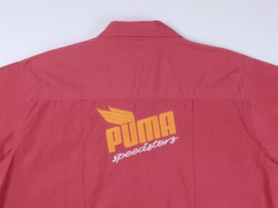Men's PUMA Speedsters Vintage Red Cotton Short Sleeve Button Pocket Shirt Sz XL - Image 1 of 4