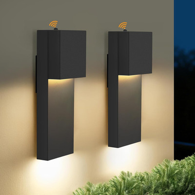 Modern LED Outdoor Wall Sconce - Dusk to Dawn, 2 Pack, Warm White 3000K