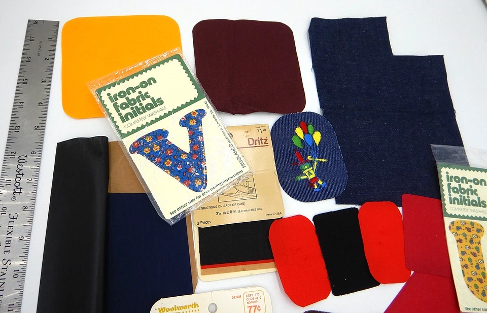 Vintage Assorted SIZE Iron-On Embroidered Blue Jean Repair Patches Lot Of 21 - Image 2 of 4