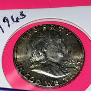 1963 Franklin Half Dollar 50C Business Strike Philadelphia 90% Silver KM#199