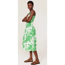 Rails Small Seville Smocked Midi Dress Green Floral Cotton Blend Cottagecore  