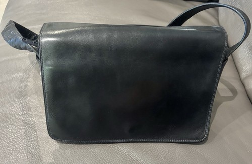 ENNY-ICONIC ITALIAN VINTAGE-MEDIUM SOFT LEATHER-CROSS BODY BAG IN NAVY BLUE-VGC. - Picture 8 of 15