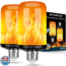 Y-STOP Halloween Decorations Upgraded LED Flame Light Bulbs, 4 Modes Flickeri