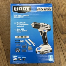 NEW Hart 20v 3/8" Drill/Driver Project Kit HPPK03B 60 piece battery charger incl
