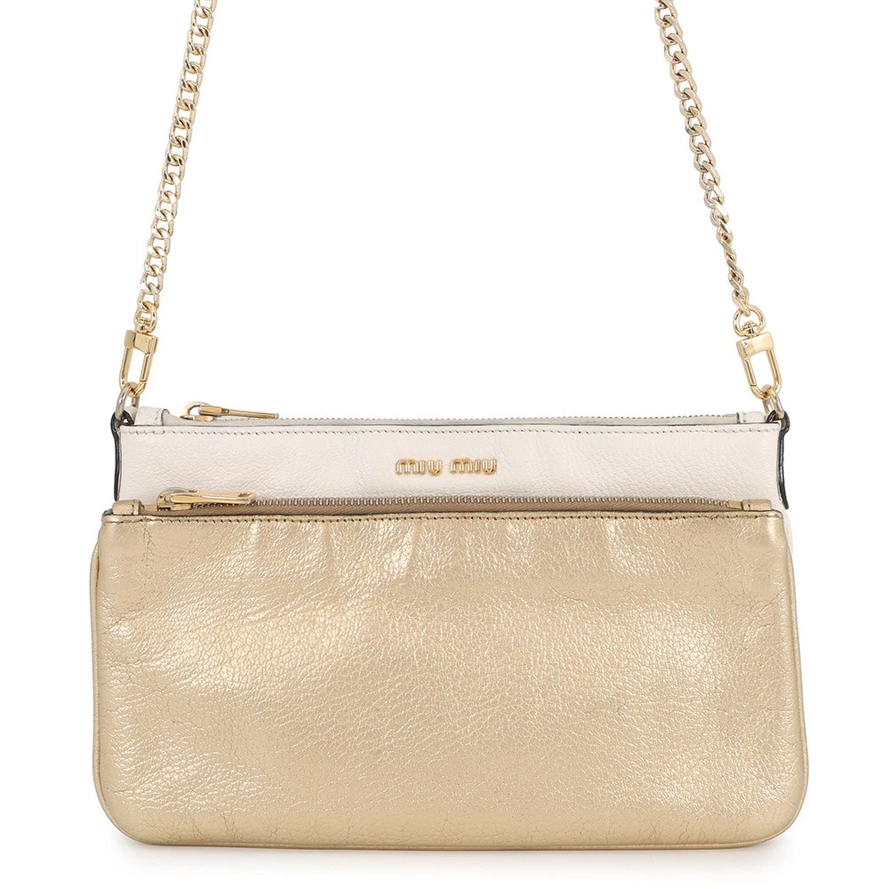 Miu Miu — MIUMIU ChainShoulder Bag Leather White/Gold