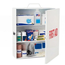 First Aid Kit with Lock 3 Shelf Wall Mount Medicine Cabinet with Key Lock H...