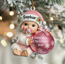 Baby  s First Christmas Ornament 2025, Custom Baby Name Ornament, Newborn