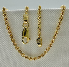 Solid 9ct Yellow Gold Rope Chain 2.2mm Twisted Link Necklace 22 Inch Length NEW