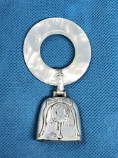 Vintage WEB Sterling Silver Baby Rattle MOP Teething Ring No Engraving MCM 925