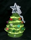 Ceramic Christmas Winter Tree Ornament-Light Up-Green-Multicolored Lights-NEW — photo 1