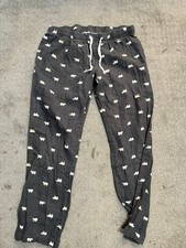 Old Navy M Men Sleep Pajama Lounge Pants Med Flannel Polar Bears Pockets Black