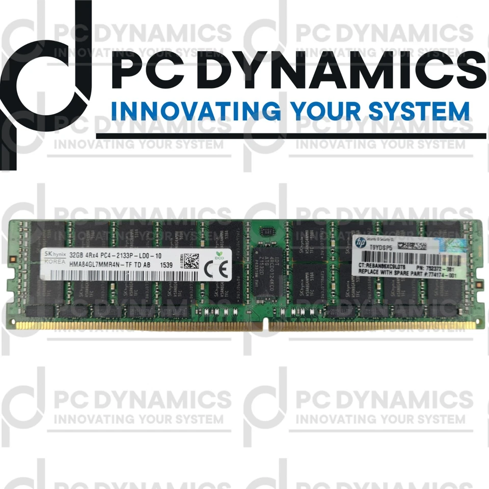 SK Hynix 32GB DDR4-2133 ECC REGISTERED LRDIMM – HMA84GL7MMR4N-TF – 4Rx4 - SERVER - Immagine 2 di 3