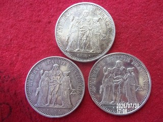 3 pièces de 10f HERCULE ARGENT