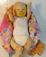 Vtg.  1988 Emson Vinyl New Born Baby Girl Anatomically Correct Lifelike Doll 18"