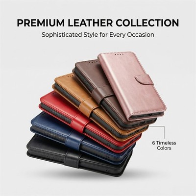 Einfarbige Leder hülle Brieftasche Etui Handyhülle für iPhone 17 16 15 14 13 12
