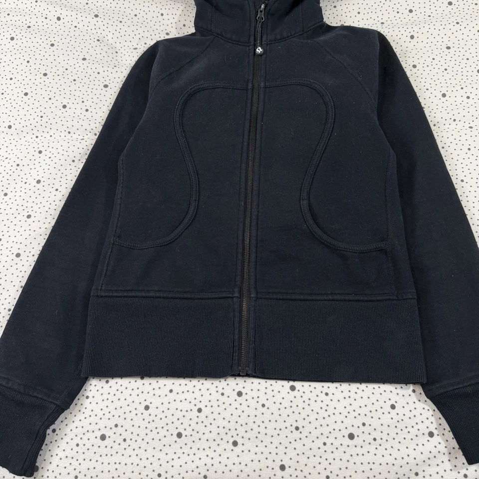 Lululemon Hoodie Women's 4 Black White Scuba Full Zip Sporty Preppy - Image 3 of 4