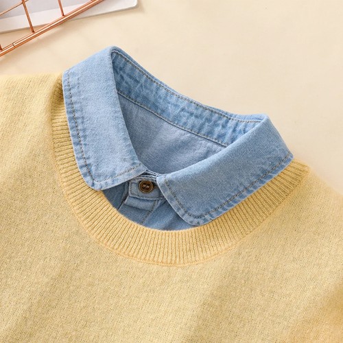Collana Girocollo Denim Unisex Donna Camicia Bavero Staccabile Finto Collare - Foto 14 di 28