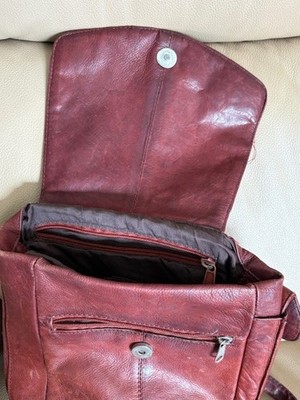 Genuine Oxblood Leather Purse Backpack