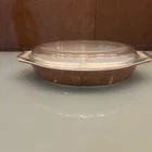 Vintage Pyrex 1960s Early American Divided Casserole Dish with Lid Brown