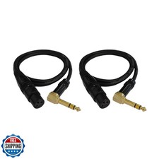 Audio 2000s 2 Pack 3 Feet XLR Female to 1/4 inch TRS Right Angle