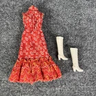 Vtg 1972 Barbie Francie Simply Super #3277 Red Floral Dress White Lace up Boots